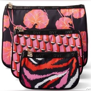 DVF FOR TARGET Travel Bag Set of 3 cosmetic toiletry bags various patterns nwt
